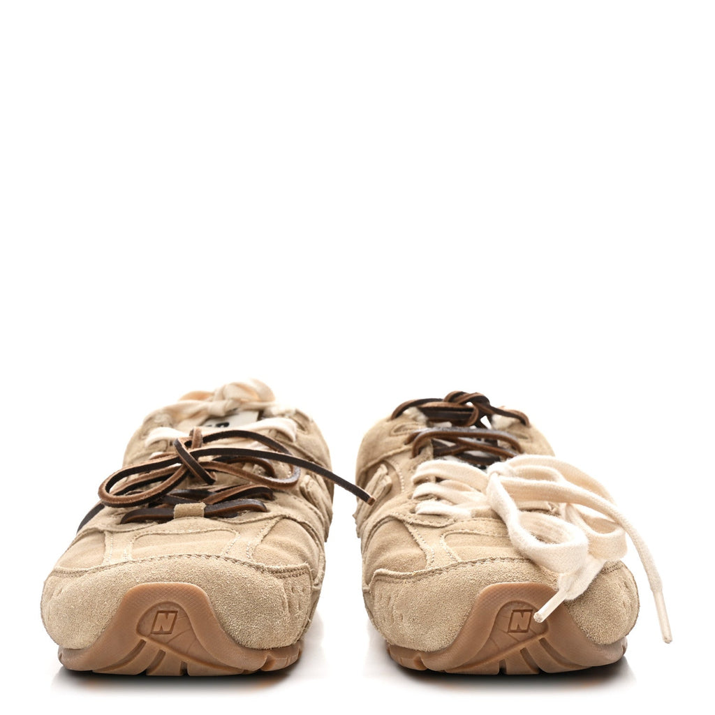 X NEW BALANCE Suede Shearling 530 SL Sneakers Ecru