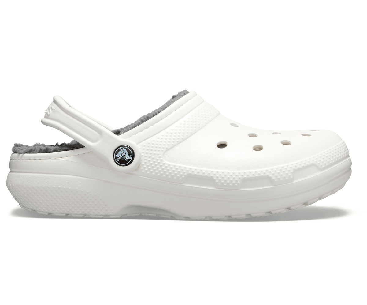Crocs Unisex Classic Lined Clog - White / Grey