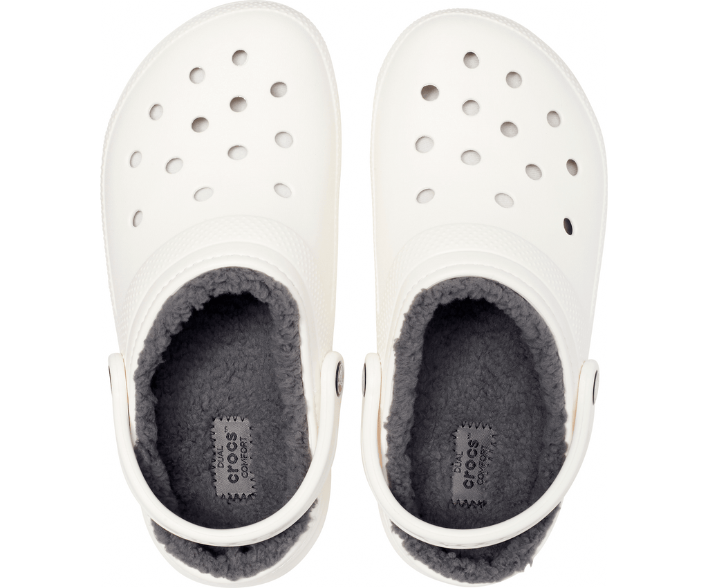 Crocs Unisex Classic Lined Clog - White / Grey