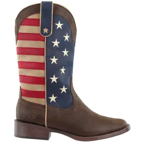 American Patriotic Square Toe Cowboy Boots