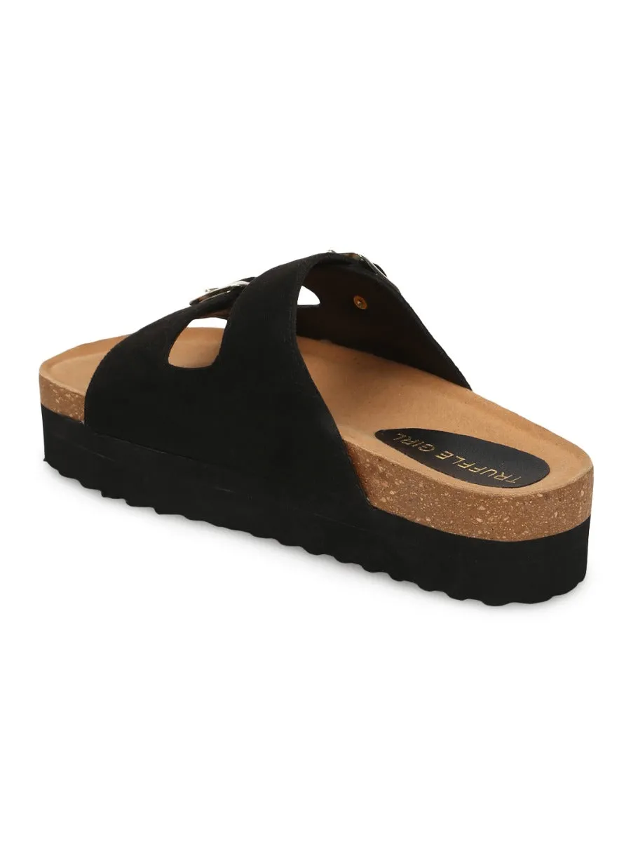 Black PU Side Buckle Slides