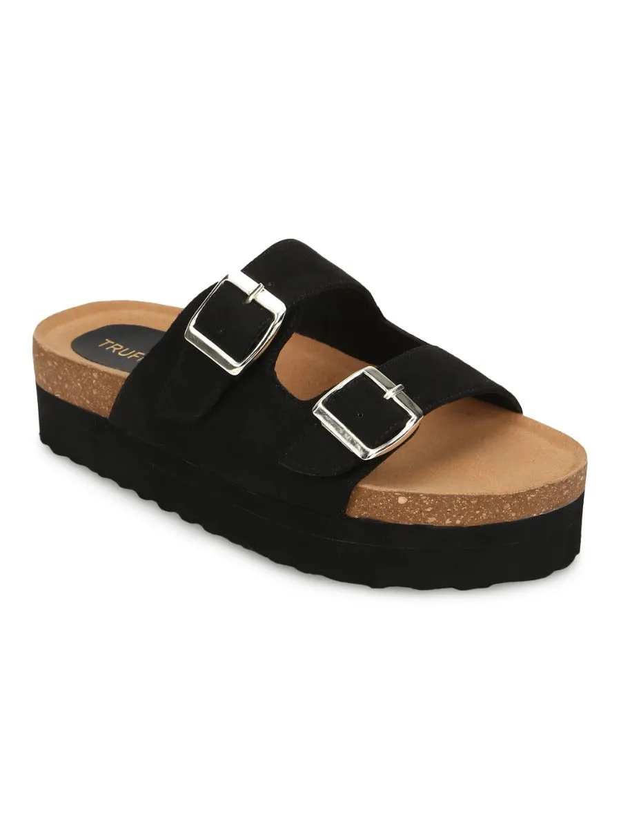 Black PU Side Buckle Slides