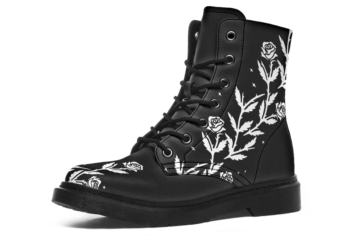 Black Widow Boots - Vegan Leather Doc-Style Boots with Durable Stitched on Soles