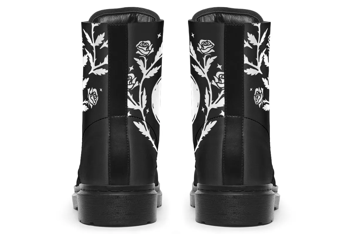 Black Widow Boots - Vegan Leather Doc-Style Boots with Durable Stitched on Soles