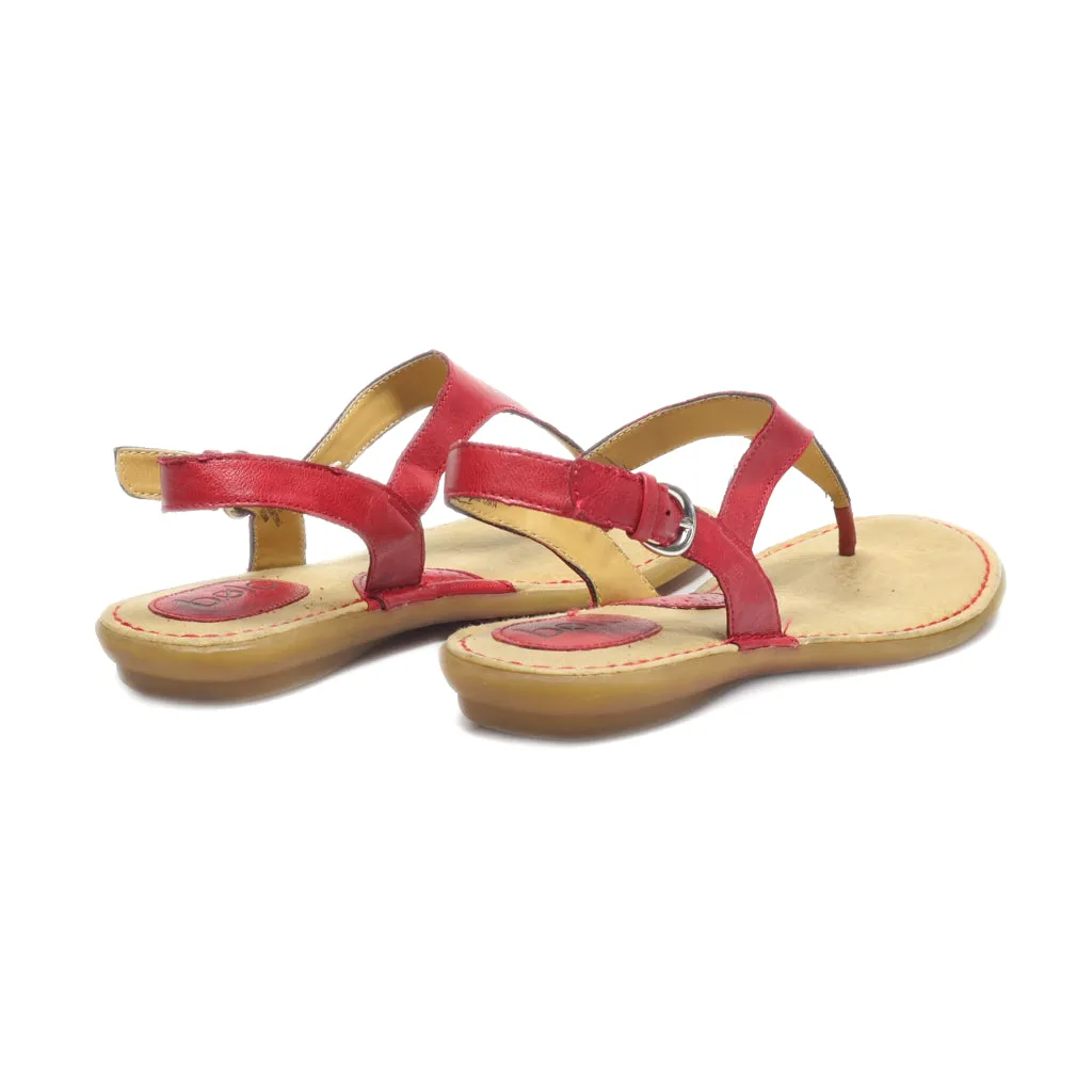 Bolo Flat Sandals Leather Red Colour For Women