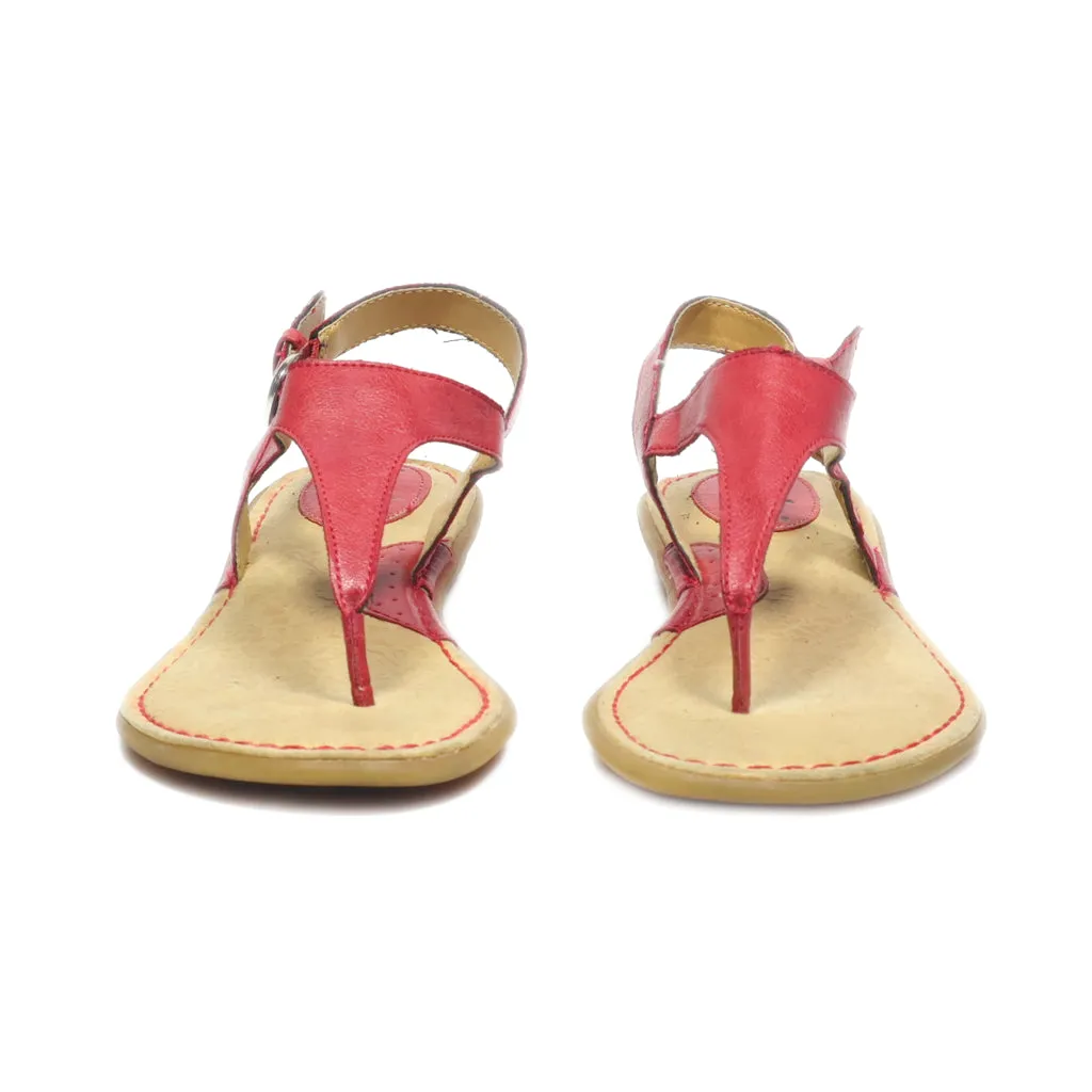 Bolo Flat Sandals Leather Red Colour For Women