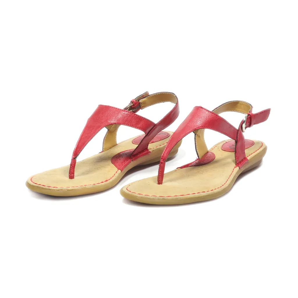 Bolo Flat Sandals Leather Red Colour For Women