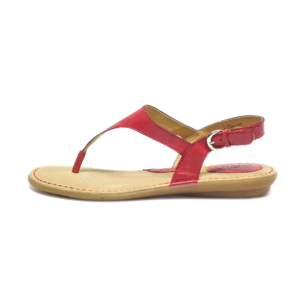 Bolo Flat Sandals Leather Red Colour For Women