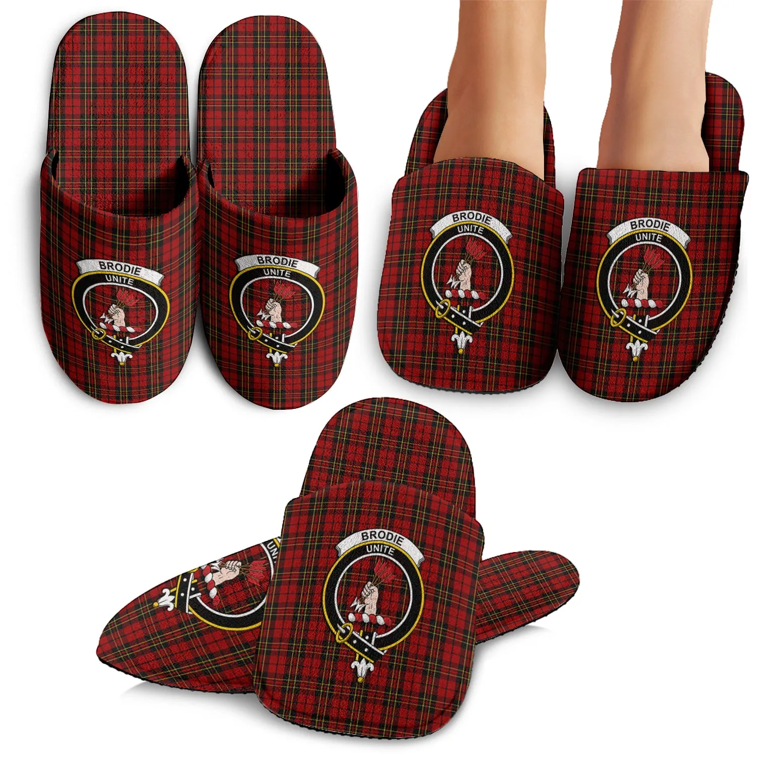 Brodie Tartan Home Slippers with Family Crest