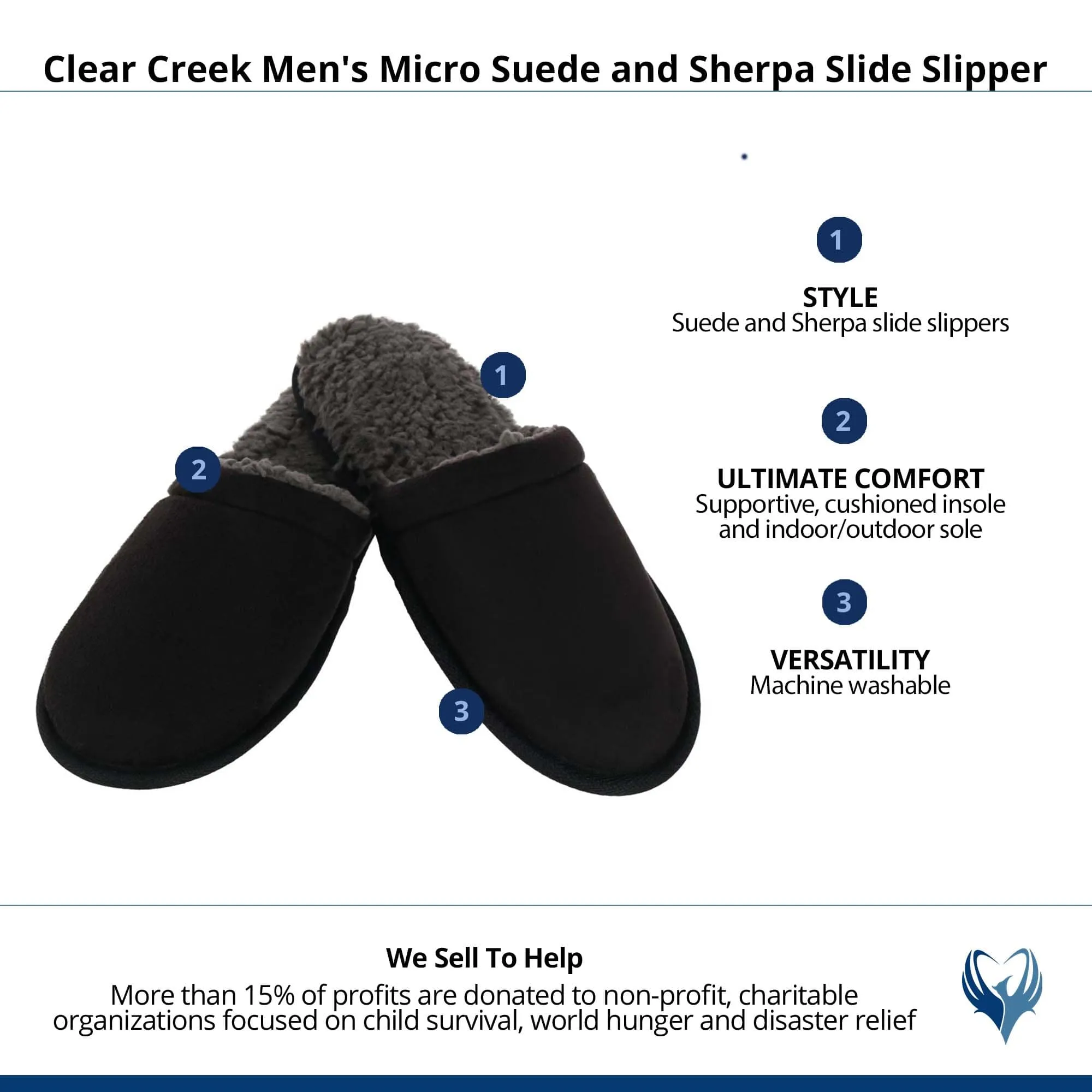 Clear Creek Men's Micro Suede and Sherpa Slide Slipper