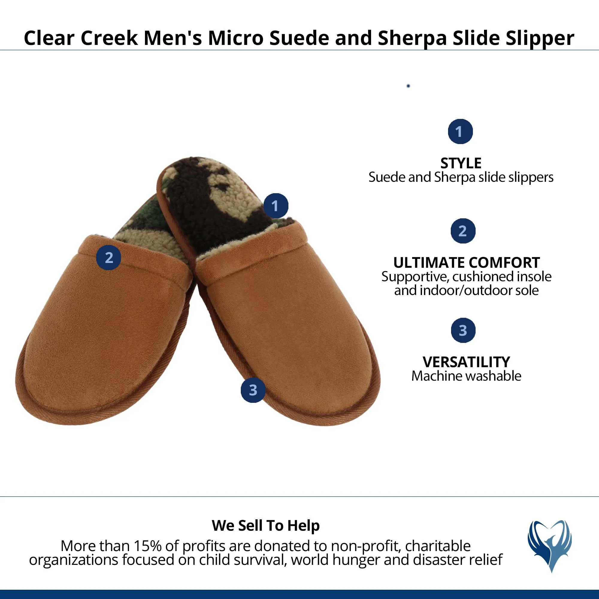 Clear Creek Men's Micro Suede and Sherpa Slide Slipper