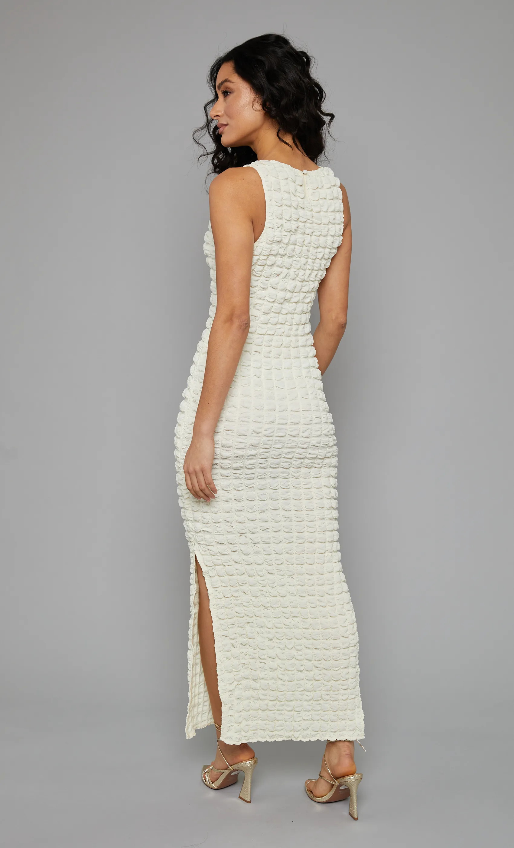 Cream Popcorn Maxi Dress