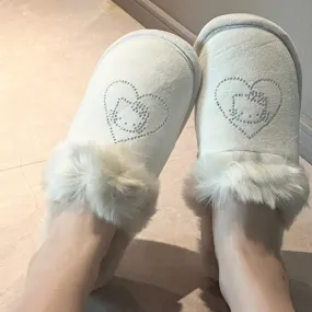 Cute White Kitty Diamond Slippers KI663