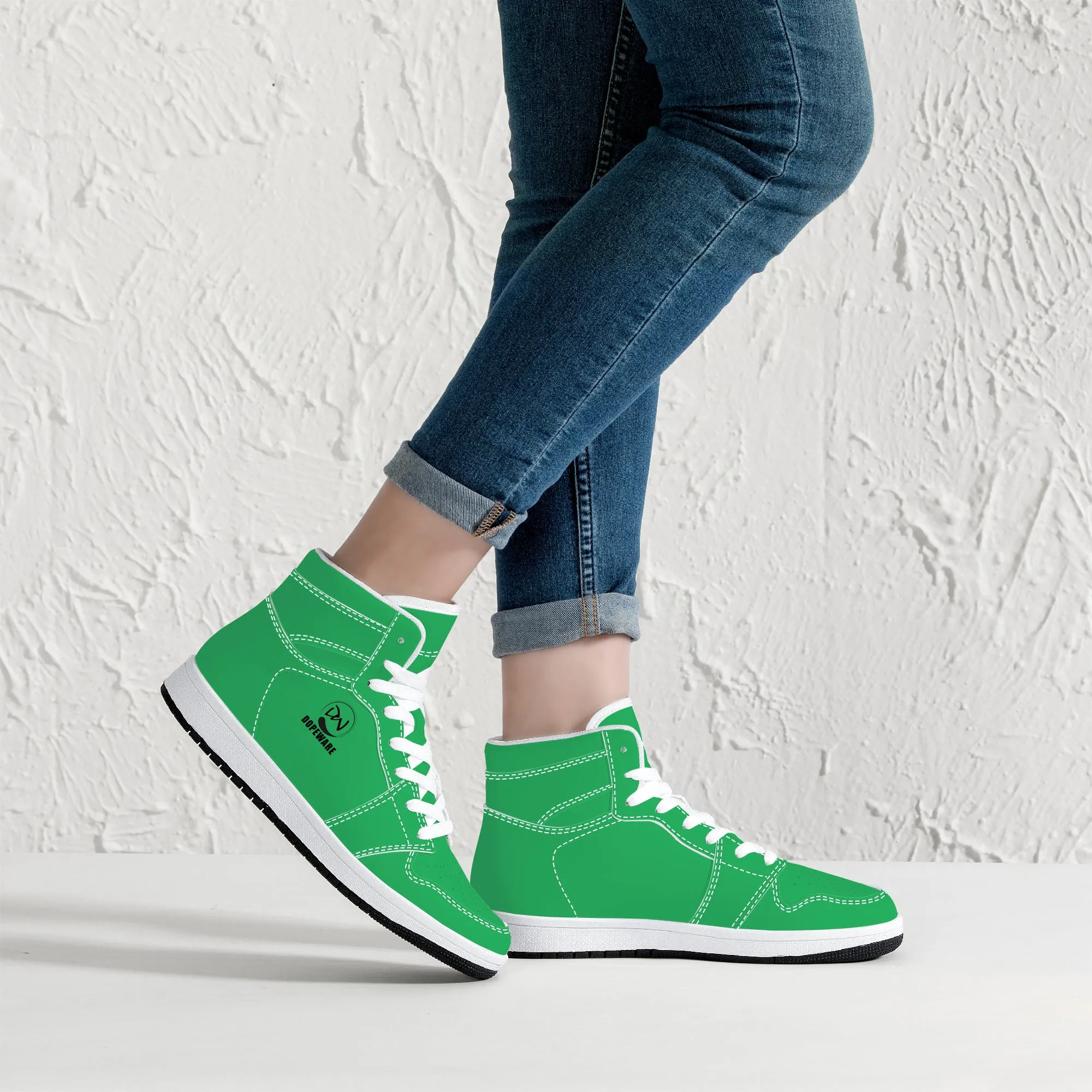 D16 High-Top Leather Sneakers - Green