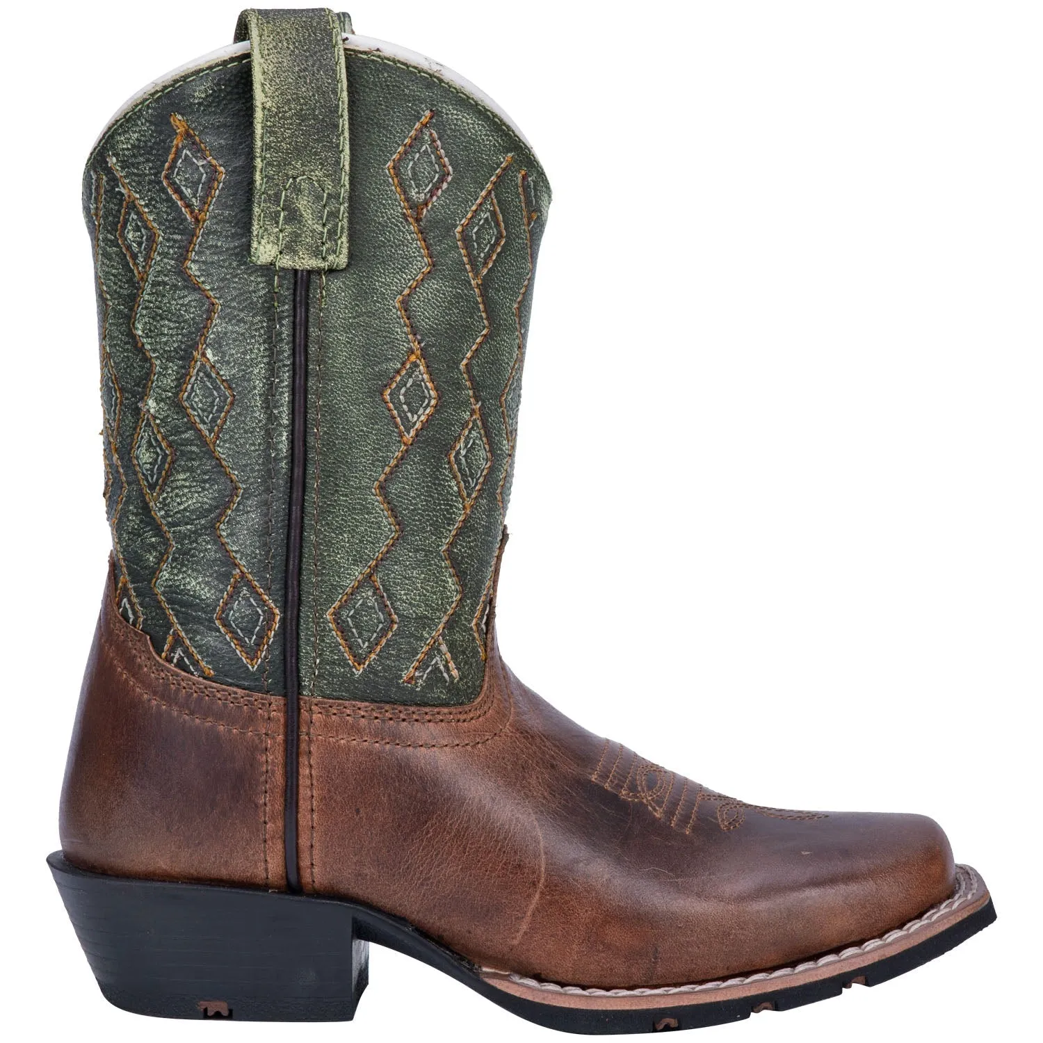 Dan Post Kids Boys Teddy Cowboy Boots Leather Rust/Green