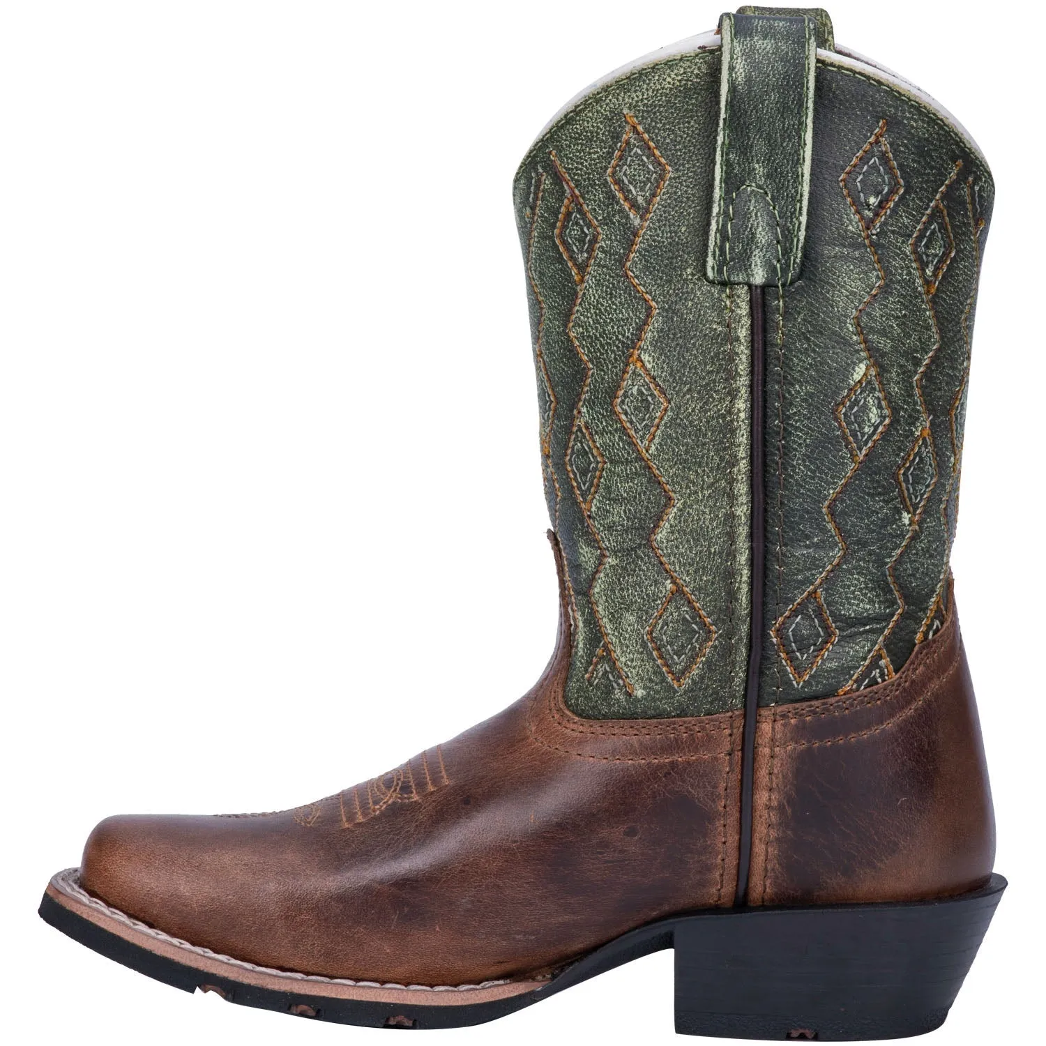 Dan Post Kids Boys Teddy Cowboy Boots Leather Rust/Green