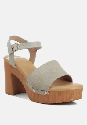 Daniela Suede High Block Sandals In Beige