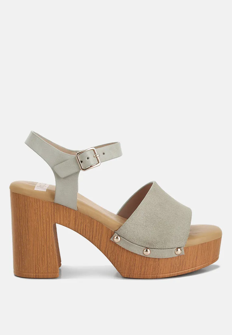 Daniela Suede High Block Sandals In Beige