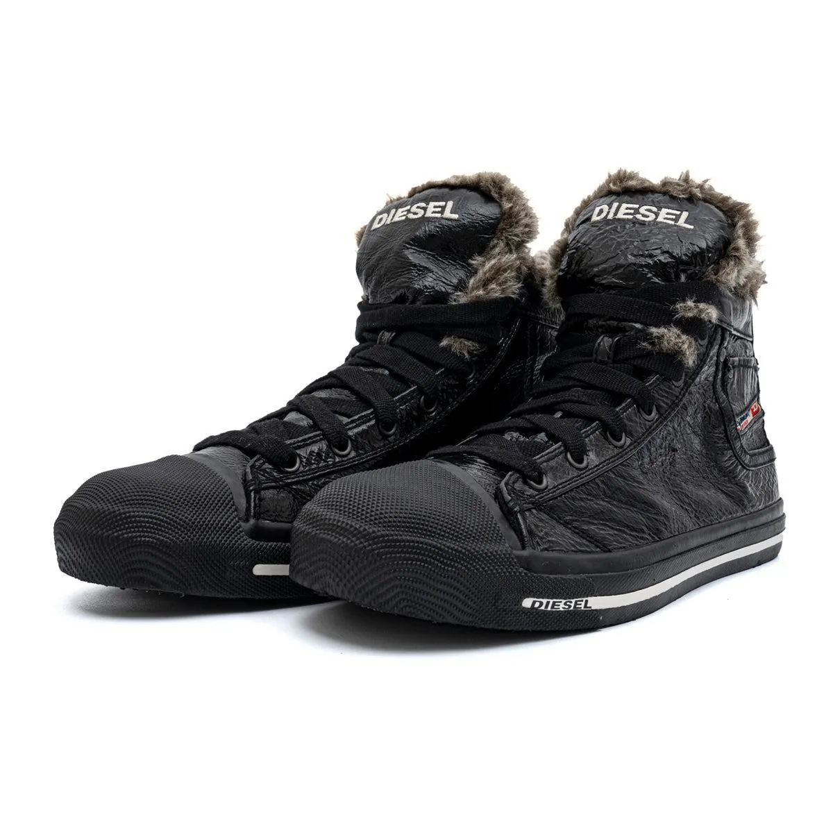 Diesel Cosy Wool High-Top Sneakers Leather Black Colour For Men