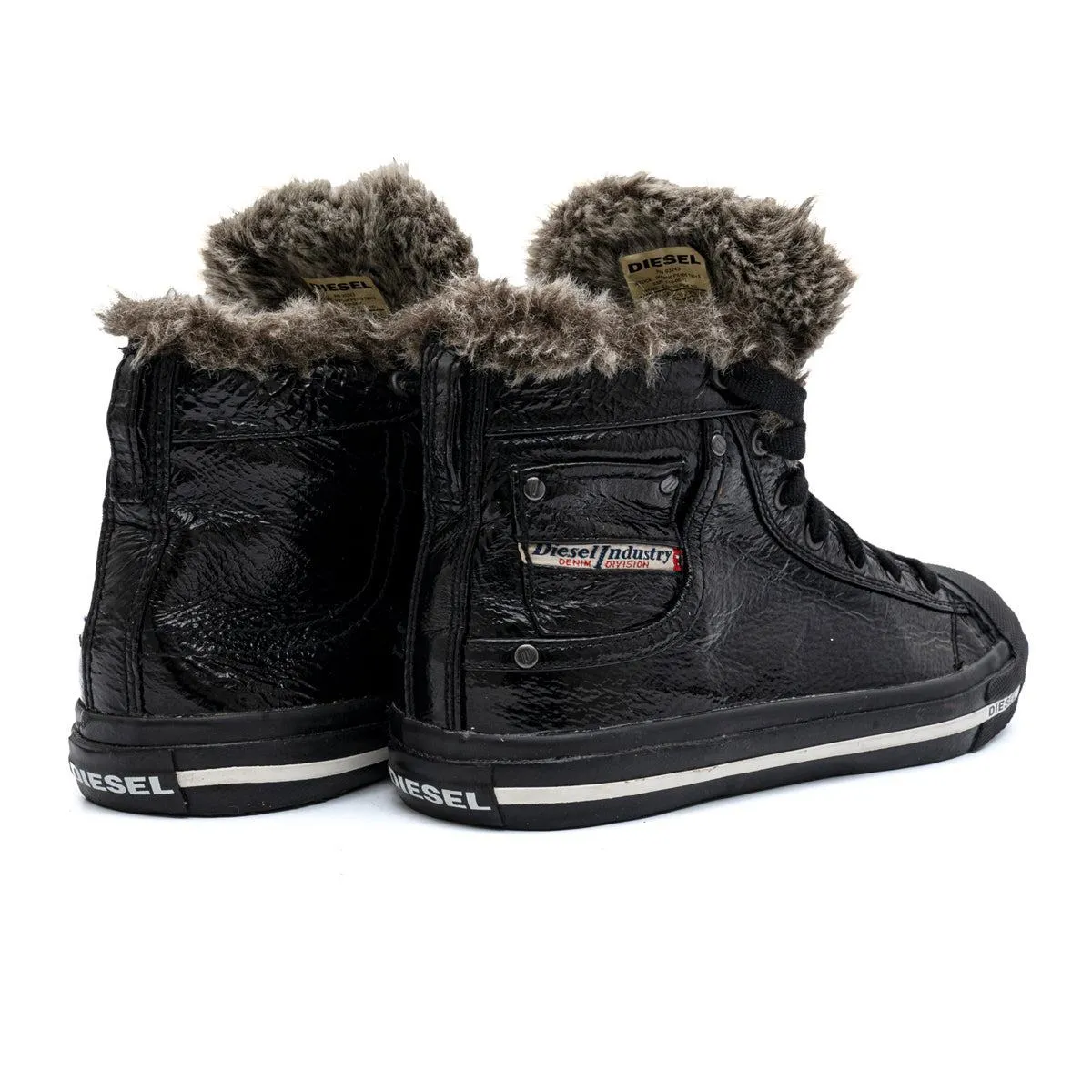 Diesel Cosy Wool High-Top Sneakers Leather Black Colour For Men