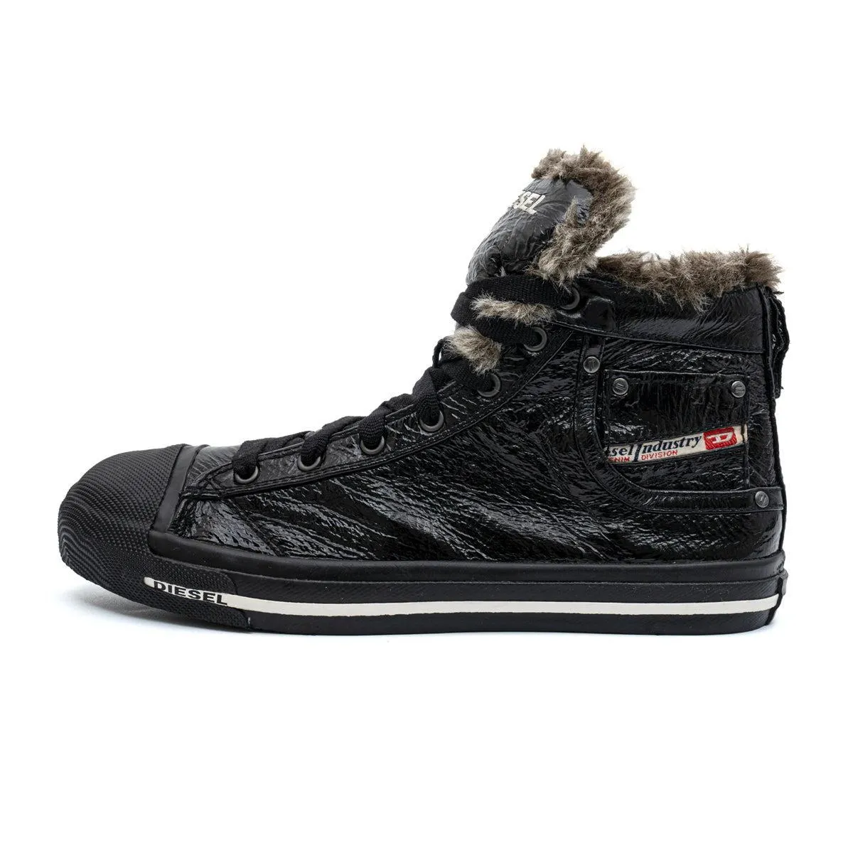 Diesel Cosy Wool High-Top Sneakers Leather Black Colour For Men