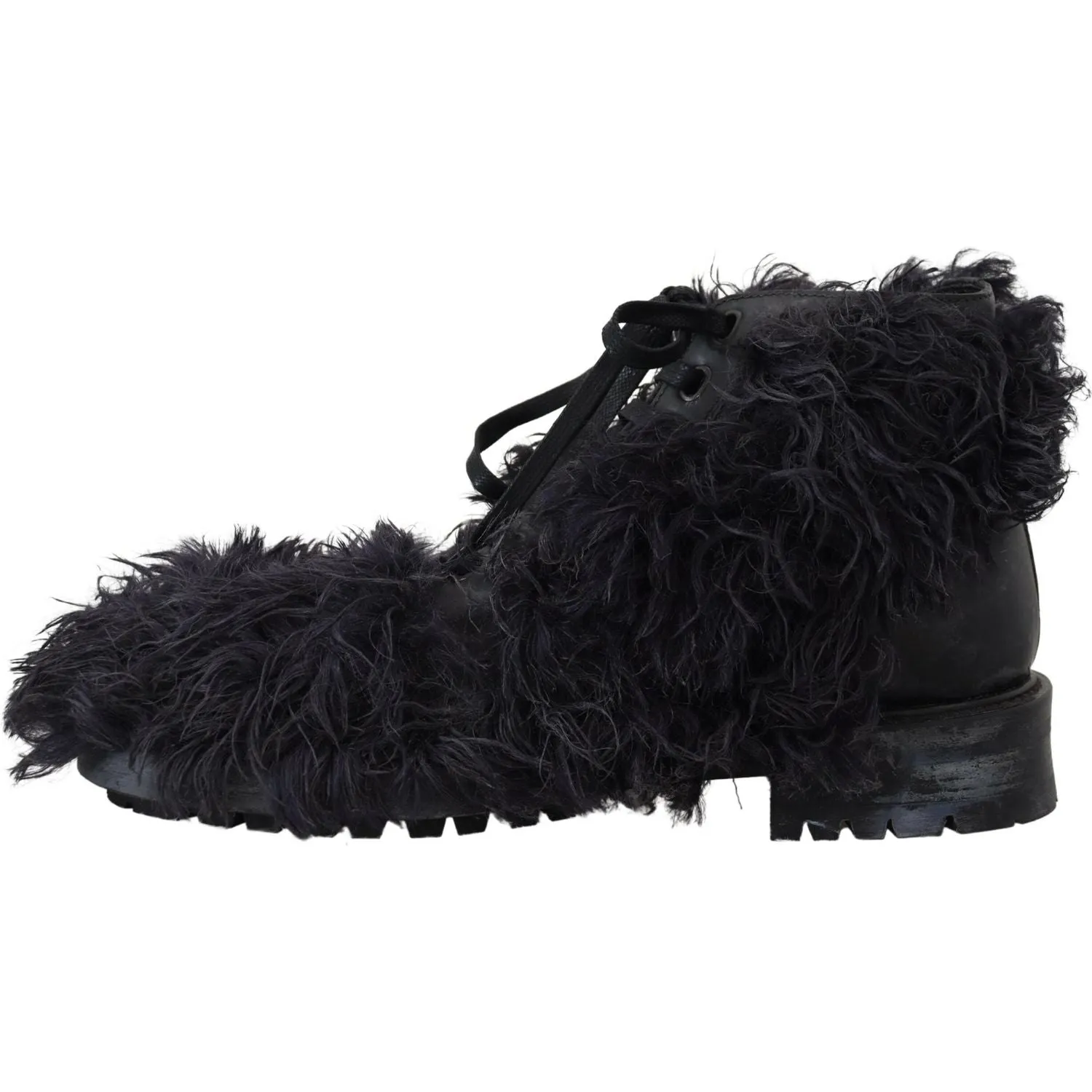 Dolce & Gabbana Black Leather Shearling Ankle Boots