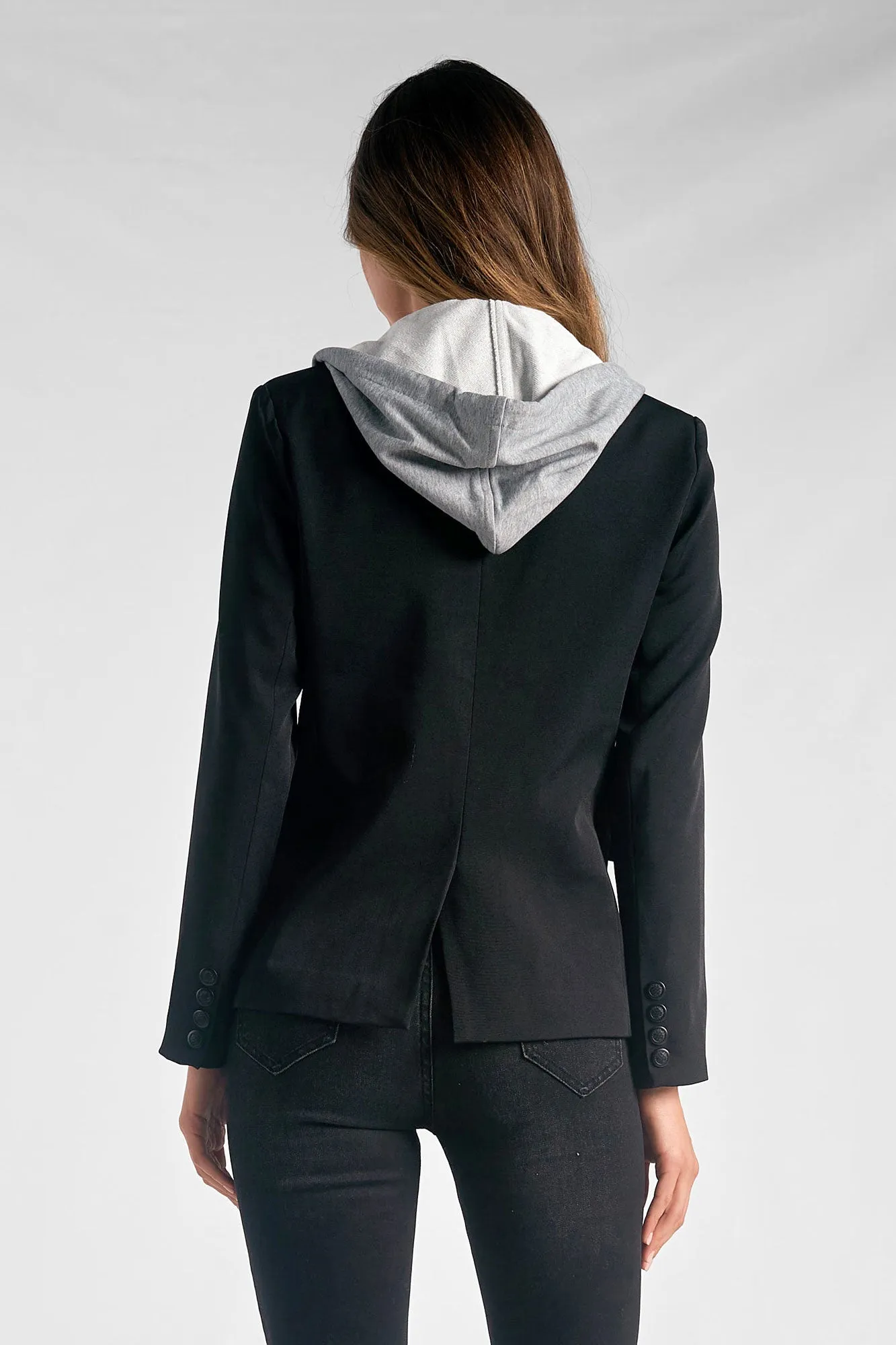 Elan Black Blazer with Grey Hoodie Insert