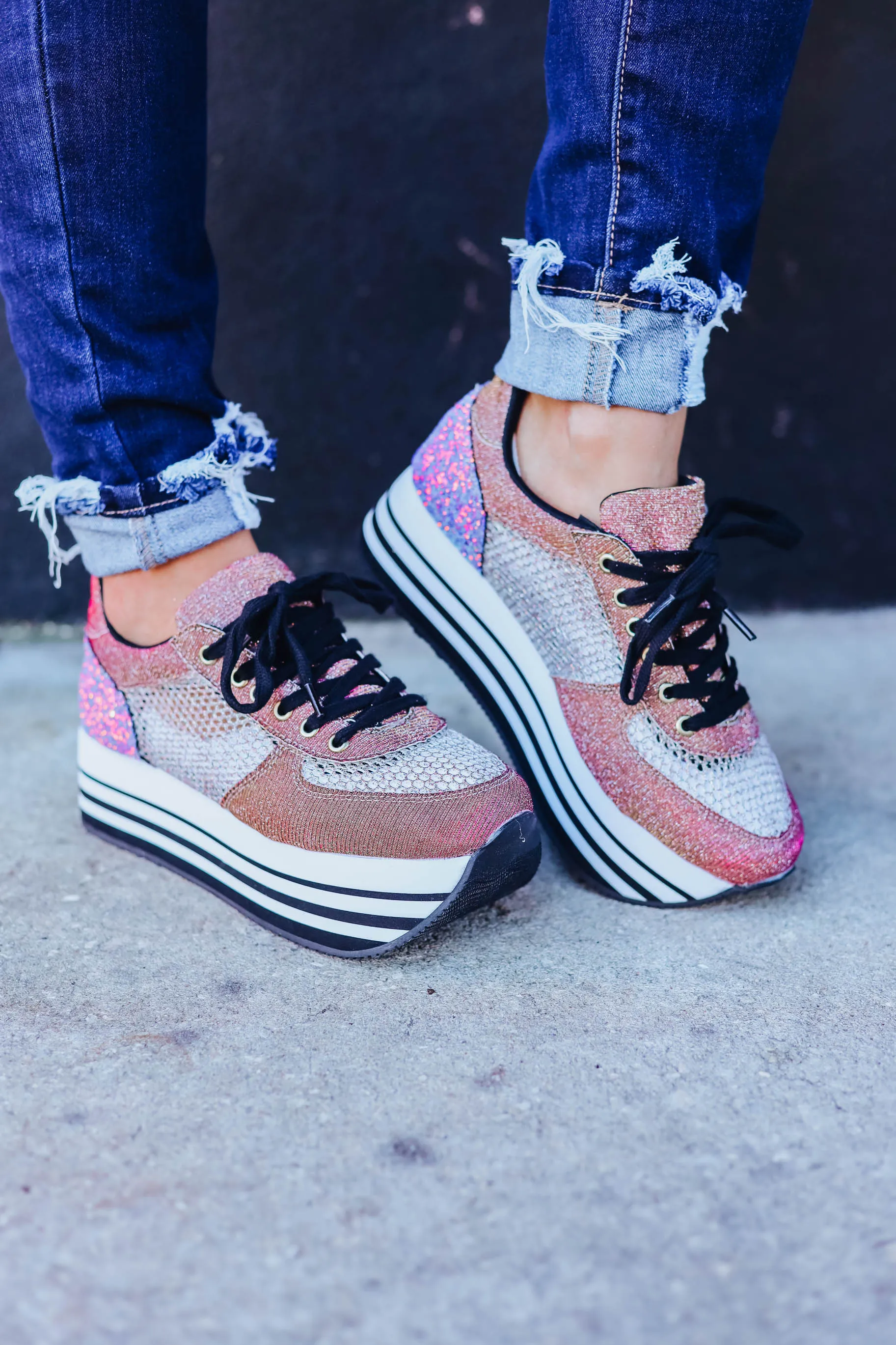 Evie Glitter Platform Sneakers