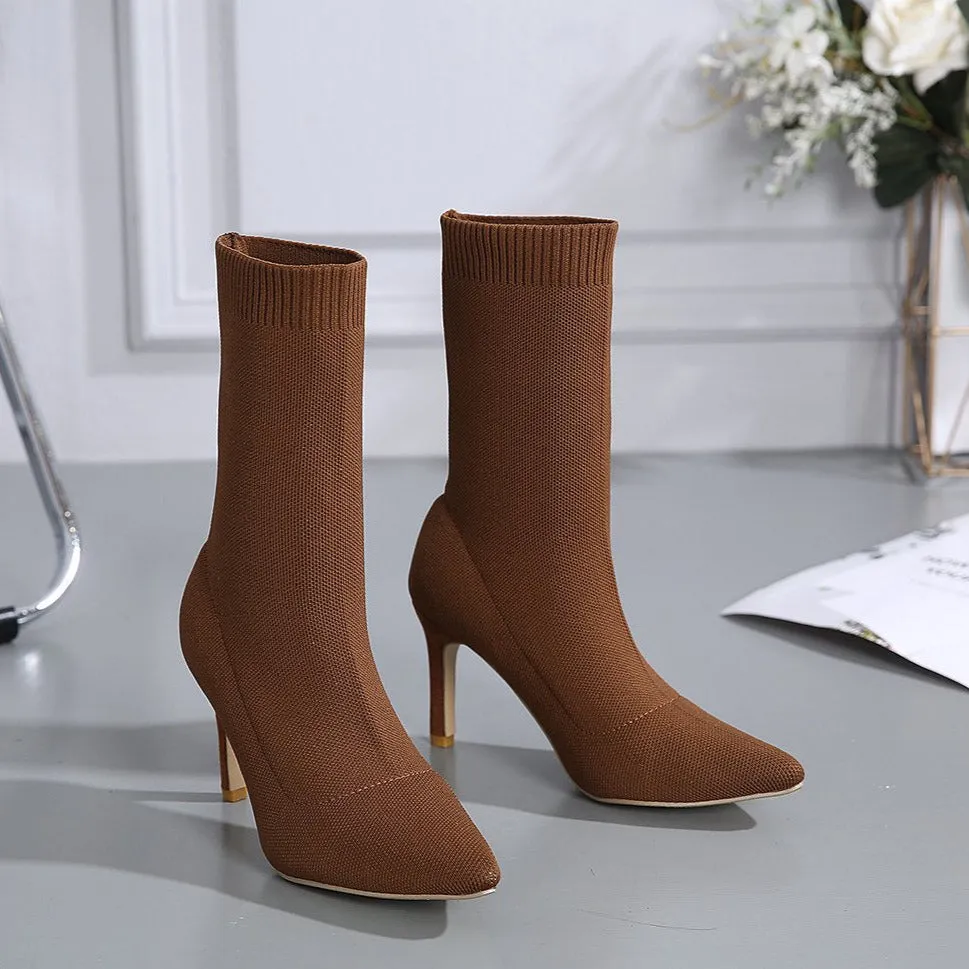 Fashionable Pointed Toe Stiletto Sock Boots