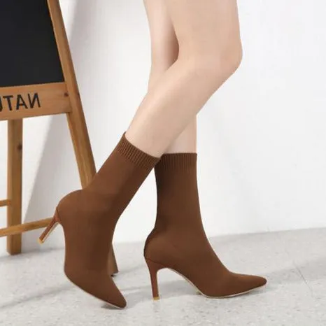 Fashionable Pointed Toe Stiletto Sock Boots