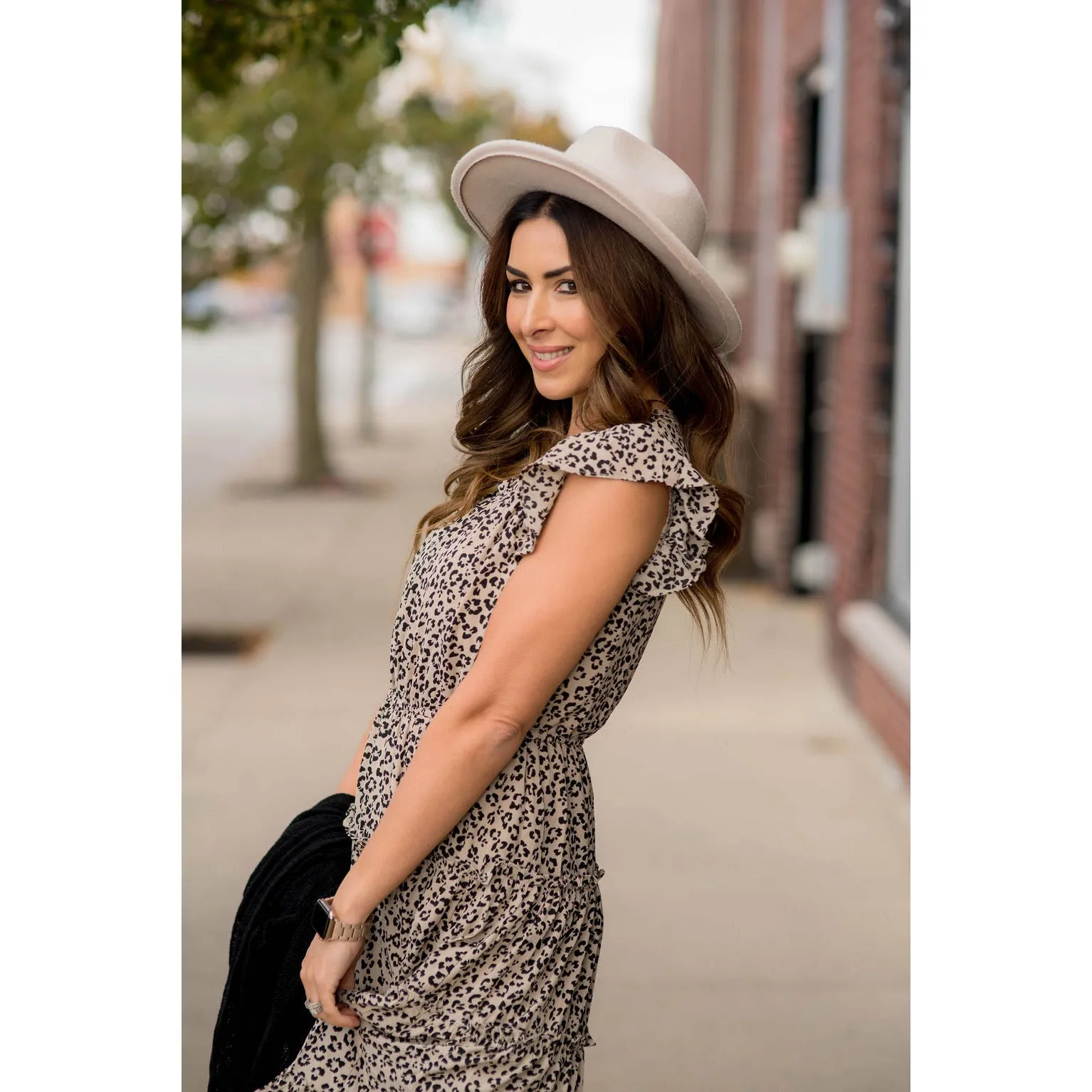 Fashionable Tiered Leopard Midi