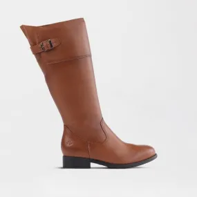 Knee High Flat Boot in Chestnut  - 12629