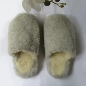 Light Grey Pure Irish Wool Mule Slippers