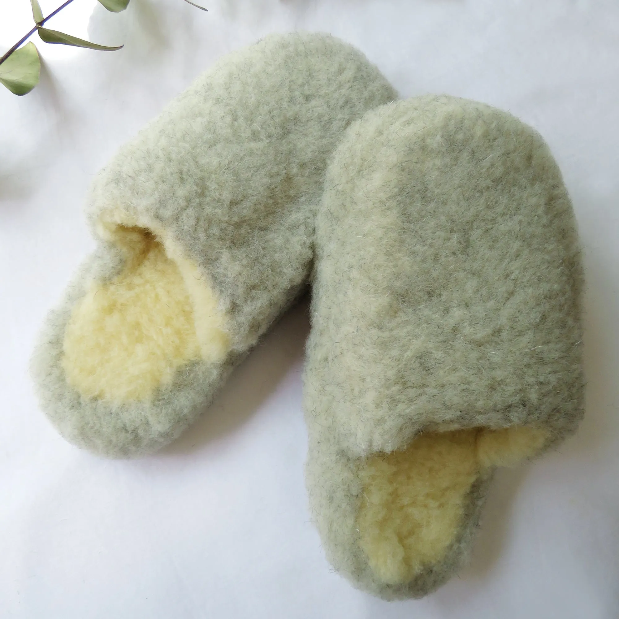 Light Grey Pure Irish Wool Mule Slippers