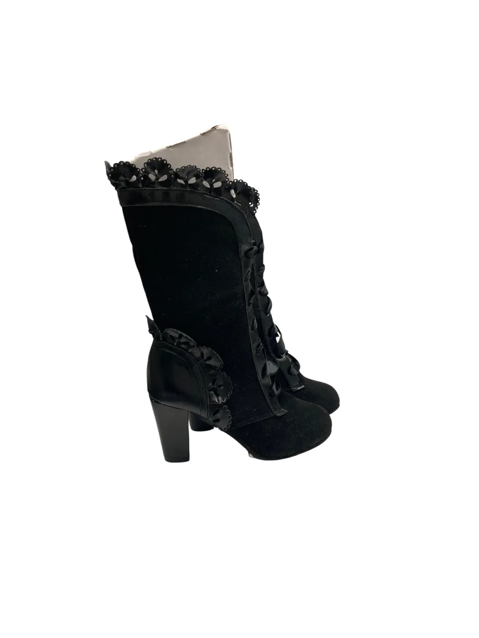 Long heels black boots women's