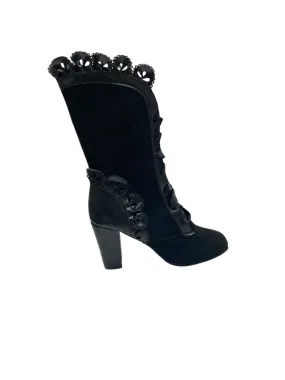 Long heels black boots women's