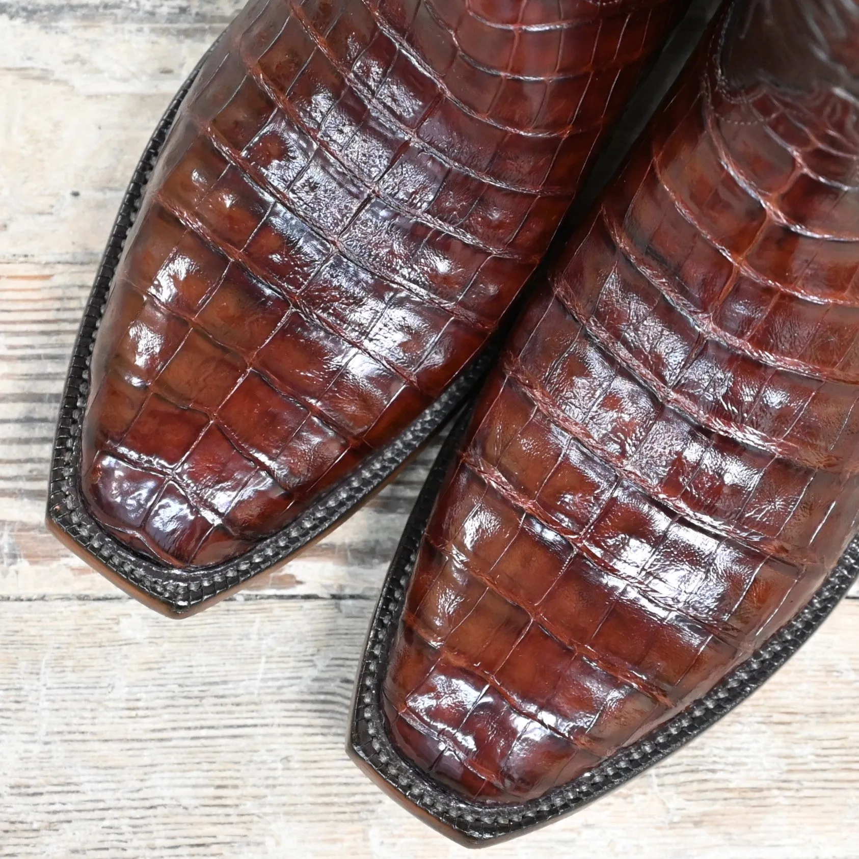 Lucchese Men's 12" Classic Leather Boot In Pony Brown Buffalo And Sienna Crocodile