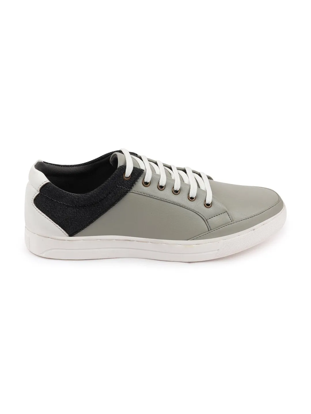 Men Grey Classic Lace Up Sneakers