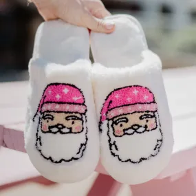 Pink Santa Face Happy Feet Wholesale Slippers