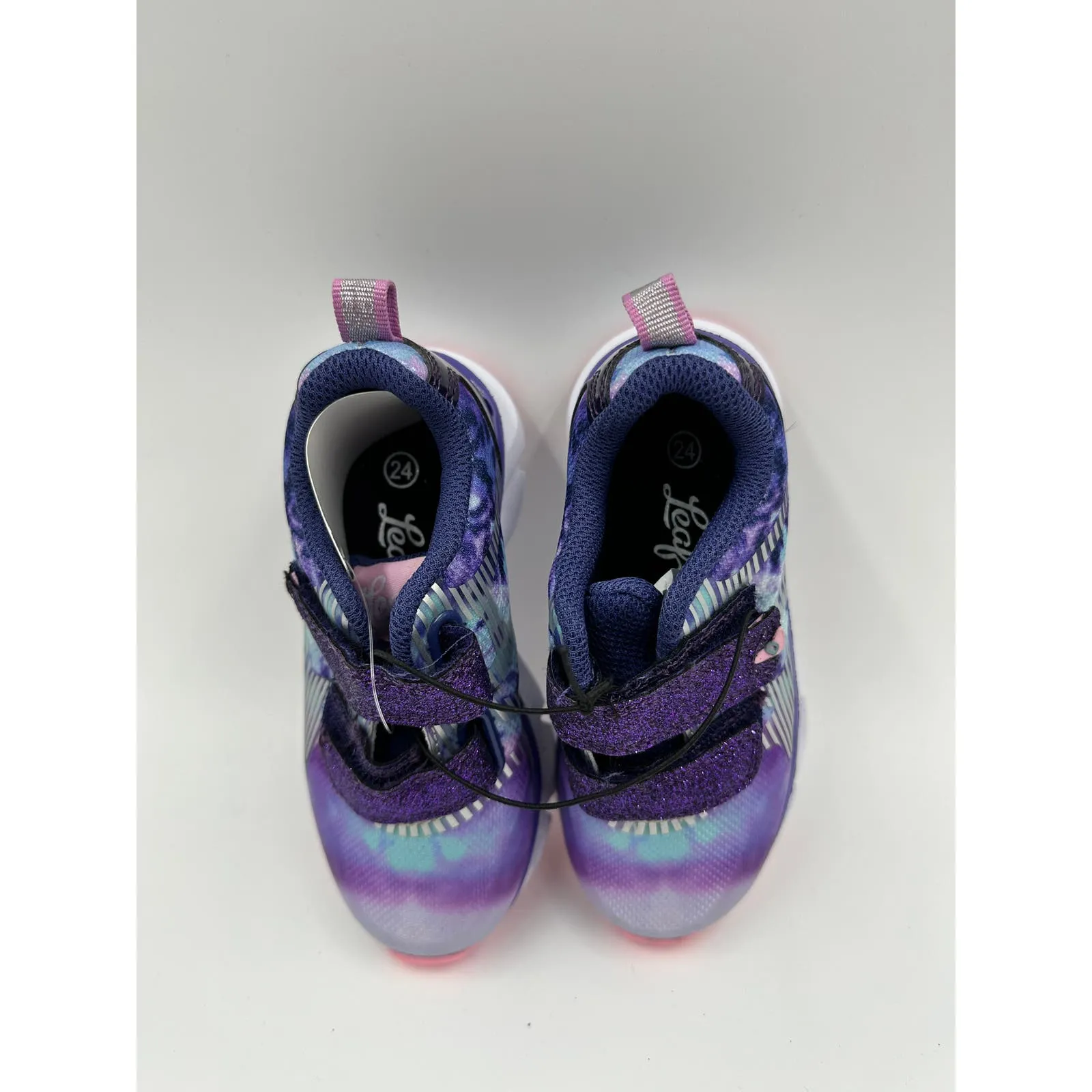 Small Kid Size 8, Purple Tye Dye Sneakers with Purple Sparkle Straps