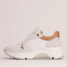 Sneakers Donna 1A Classe Alviero Martini in Tessuto Suede e Pelle Bianco con Dettaglio Geo Classic 0942