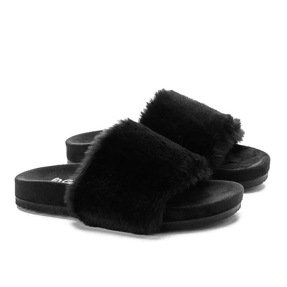 Snuggs Fuzzy Slipper Black