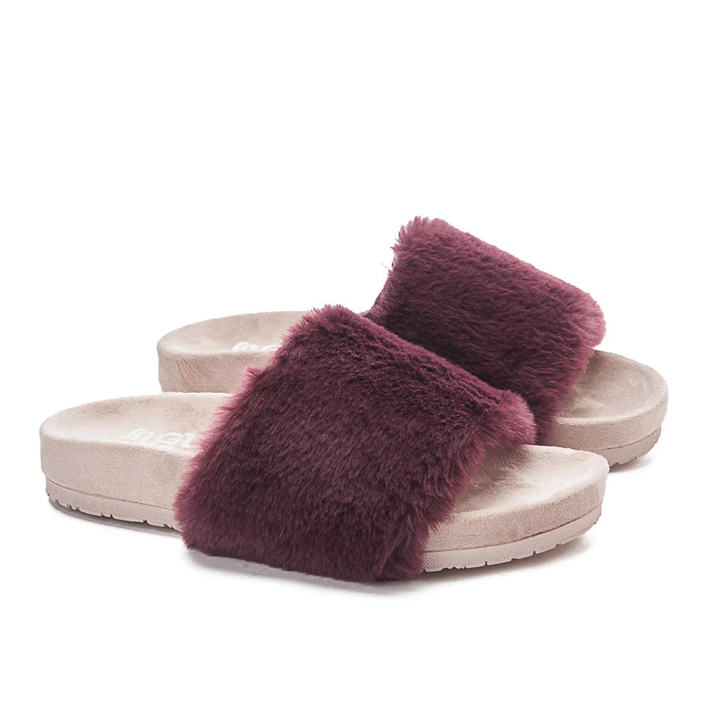 Snuggs Fuzzy Slipper Dark Red