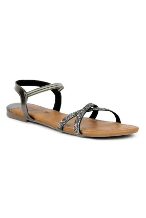 SOLES Trendy Metallic Flat Sandals - Luxurious Elegance