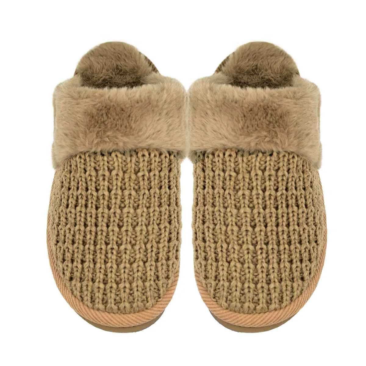 SPE0032 Waffle Knit Furry Slippers