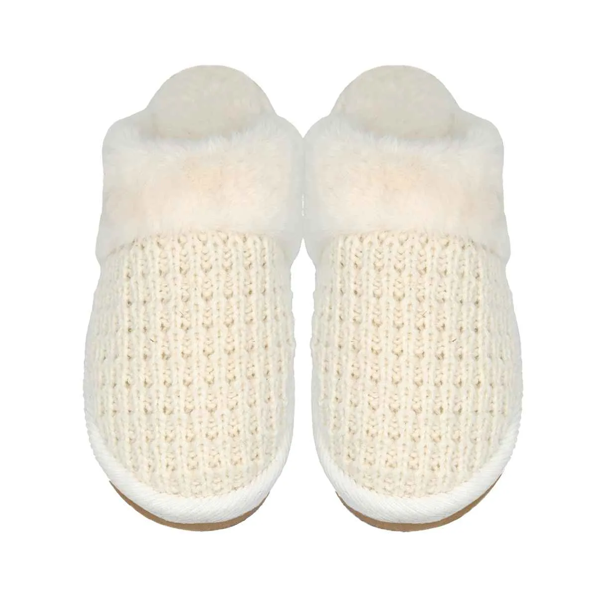 SPE0032 Waffle Knit Furry Slippers