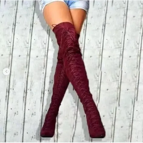 Suede Thick Heel Boots