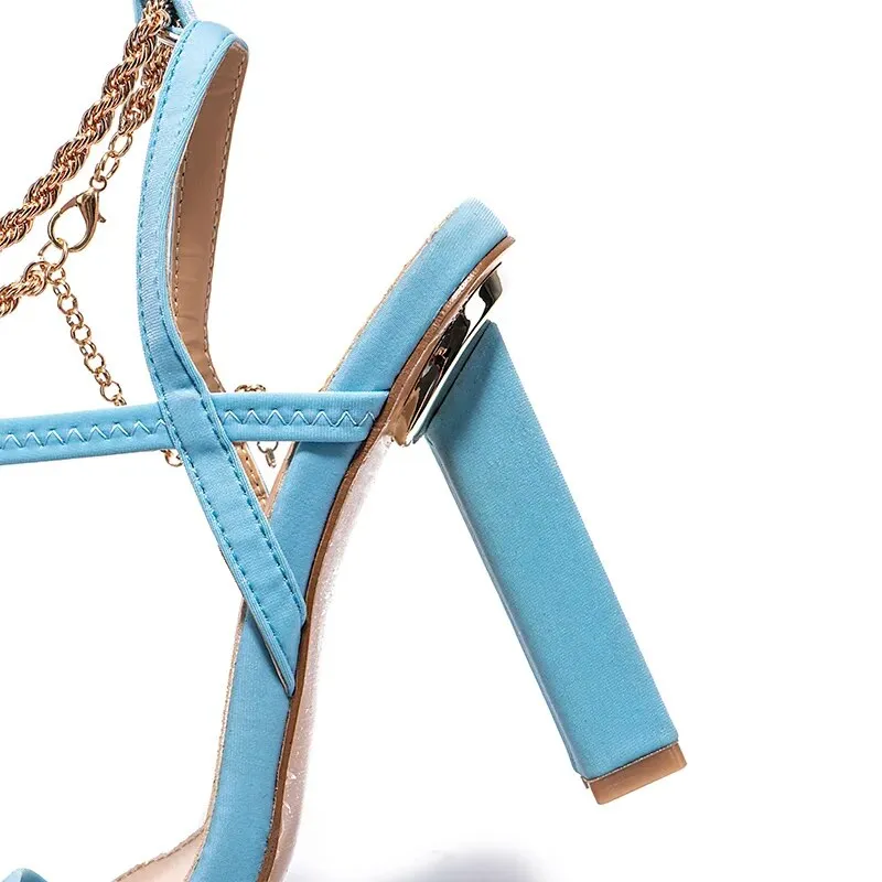 Trendy Square Toe Chain Heels