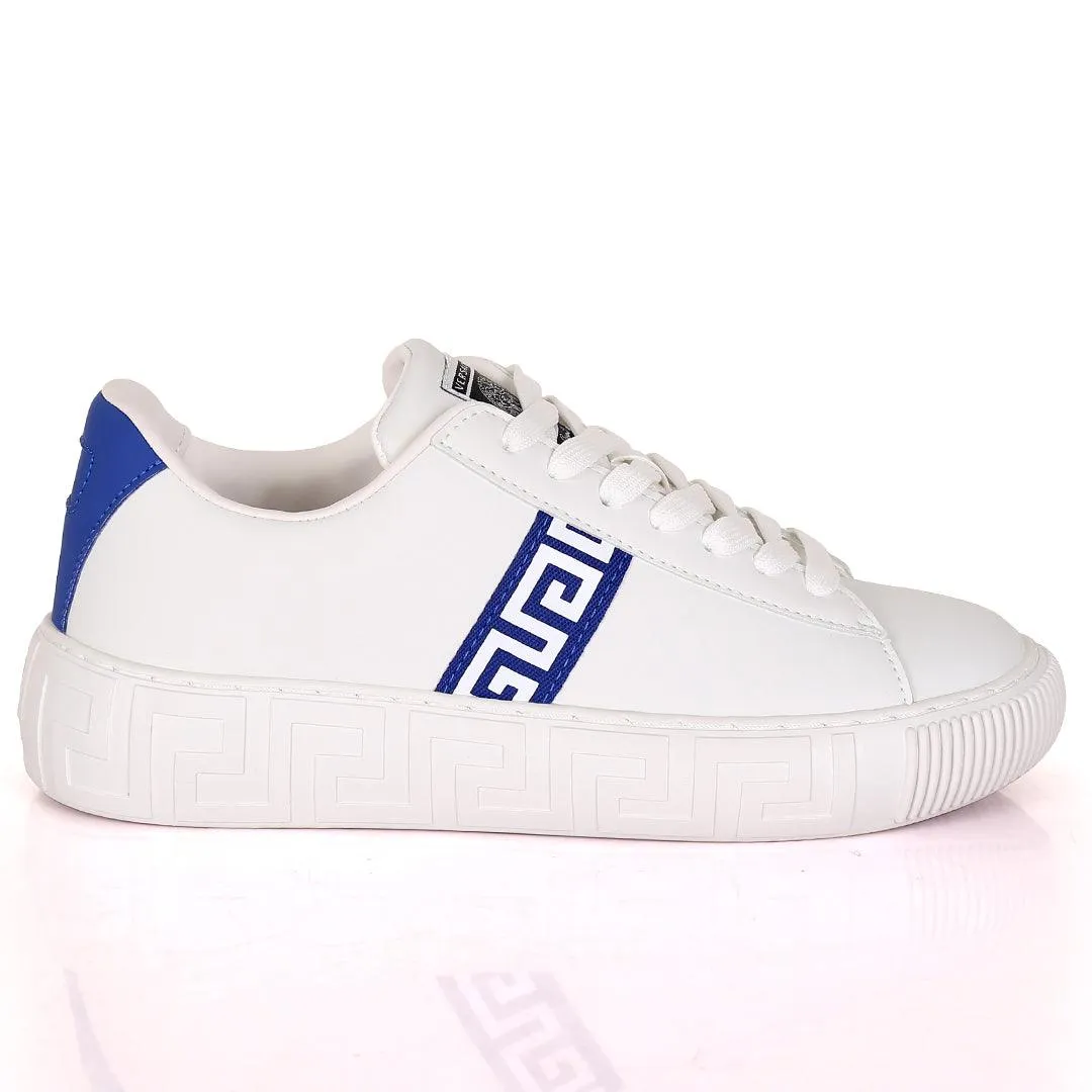 Vers Crested Belt Logo Designed White Sole Lace Up Sneakers